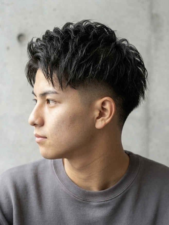 爽やかツーブロックアップバングショート